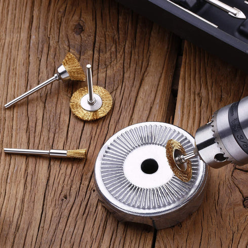 45 Pieces Brass Wire Brushes Set, Wheel Cup Pen Brush Polishing Attachment Kit for Dremel Grinder Rotary Tools (Gold)