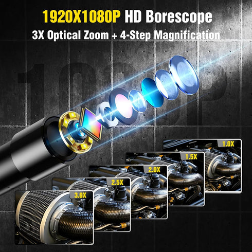 AukonVee 32GB 1080P 4.3" 5.5mm IP67 6 LEDs,16.4FT Endoscope Camera with Light & Card, HD Borescope Inspection Camera