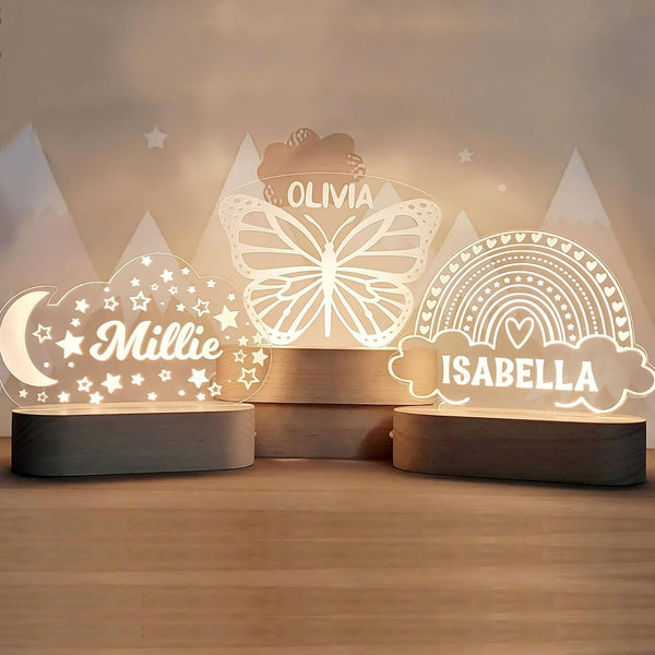 ENGRAVIFY Custom Night Light Cute Personalized Baby Gifts Cloud Butterfly Rainbow Moon &