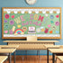 Back to School Bulletin Board Kit 110Pcs Boho Groovy Paper Cutouts with Glue Points for Classroom Party