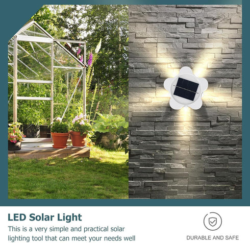 Uonlytech Solar Wall Lamp LED Outdoor Garden Night Light Home Wall Sconce Solar-Powered White Shell for Patio and Yard