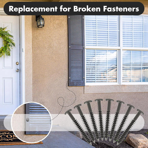 MorningRo 24 Set 3 Inch Vinyl Shutter Fasteners and Plastic Caps Shutter Fastener Spike Peg Loks Windows Outside