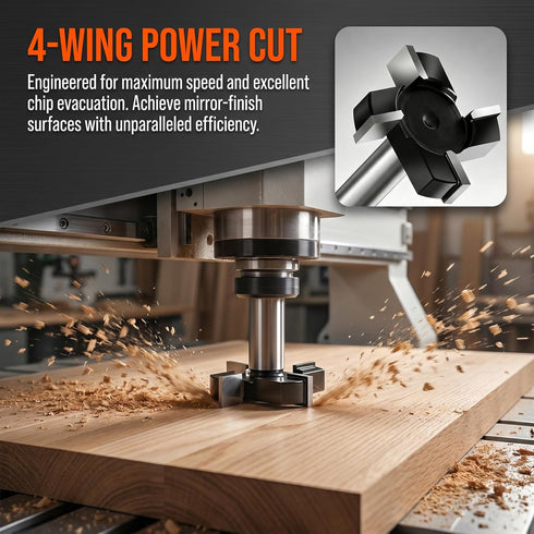 KaiwarKihely Spoilboard 1/2 inch 2 inch (4Wings) CNC Surfacing Router Bits, Shank Cutting Diameter, Slab Flattening