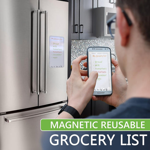 Dry Erase Grocery List for Fridge, 4.5 x 8.5 in Magnetic Shopping List Whiteboard for Refrigerator
