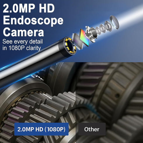 COOVIE 49.2 1080P 4.3" IP67 49.2Ft Feet Inspection Endoscope Camera with Light, HD Borescope Camera with Light, IPS