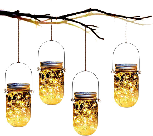 Mason Jar Solar Lantern Lights - 8 Pack 30 LED Bulbs Fairy Star Firefly Solar Lids