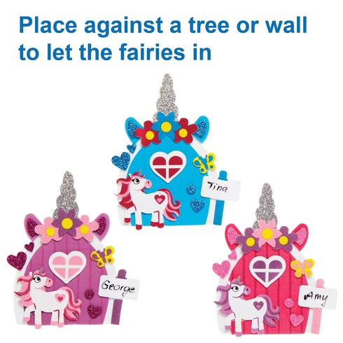 AX667 Pack 4, Baker Ross Unicorn Fairy Door Kits - of Creative Arts and Crafts for Kids Storytelling, Making