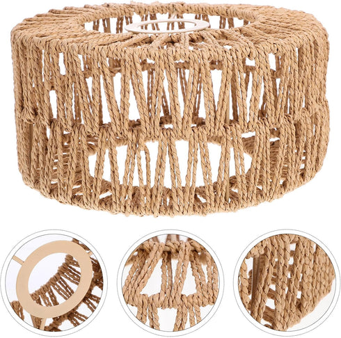 Bulb Alipis Lamp Shade Woven Straw Rope Rattan Pendant Light Shade Ceiling Fan Light Covers for Pendant Table Floor