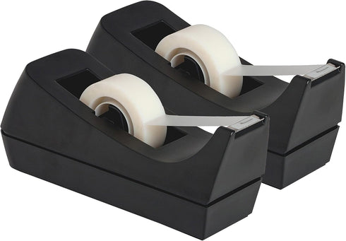 Desktop Tape Dispenser, 2-Pack, Non-Skid Base - with 3 Extra Tape Dispenser Replacement Core (Tape not Included), Perfect for Office, Home, School - Value Pack by Klingy