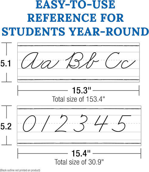 Carson Dellosa 39-Piece Farmhouse Cursive Alphabet and Number Line Bulletin Board Set for Classroom Decor