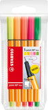 STABILO Fineliner point 88 MINI, Wallet of 5, Assorted Neon Colors