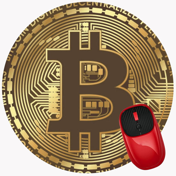 Mouse Pad Bitcoin Crypto Currency, Premium-Textured Mouse Mat with Non-Slip Rubber Base, Round Mousepad
