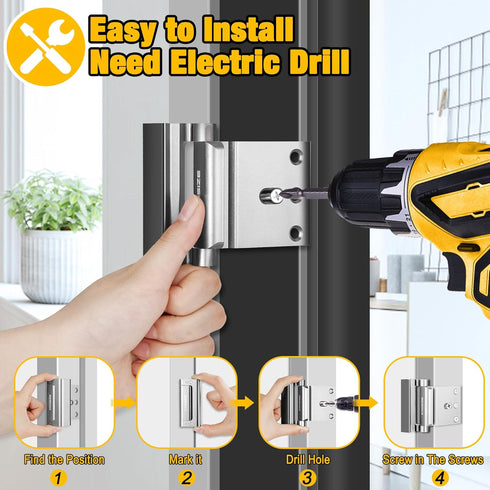 2 Pack, 3" 1000 lbs Home Security Door Locks Metal Door Reinforcement Lock, Withstands of Impact for Inward Swing