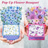 4 Pack 3D Giiffu Pop Up Flower Bouquet Cards, Flower Pop Up Card with Envelope & Note, Mothers Day Pop Up Cards