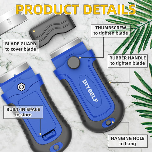 DIYSELF Razor Blade Scraper, Glass Scraper with Extra Blades for Kitchen Cleaning and Precision