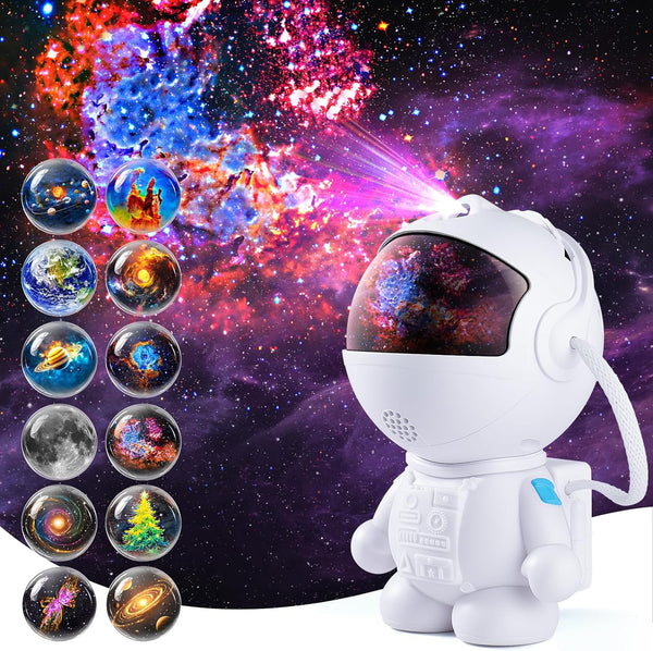 Astronaut Galaxy Projector,Star Projector with 12 Space Films,Galaxy Projector for Bedroom with