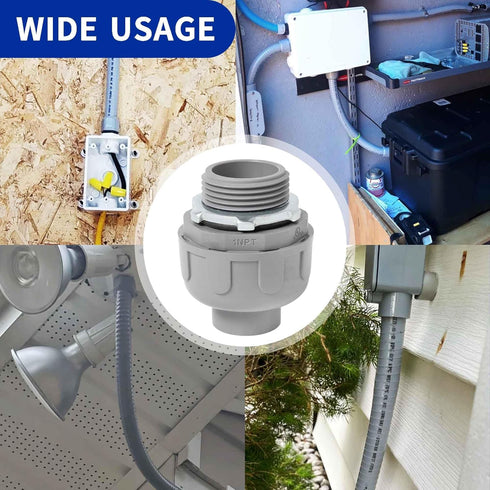 Yariwiz 10 Pack Liquid Tight Conduit Coupling - 1 Inch Plastic