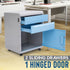 SereneLife 2 Drawer Rolling Cabinet, 3 Compartment Organizer Filing Desk with Coded Lock, Gray/Blue, 16.25” L x 16.5” W