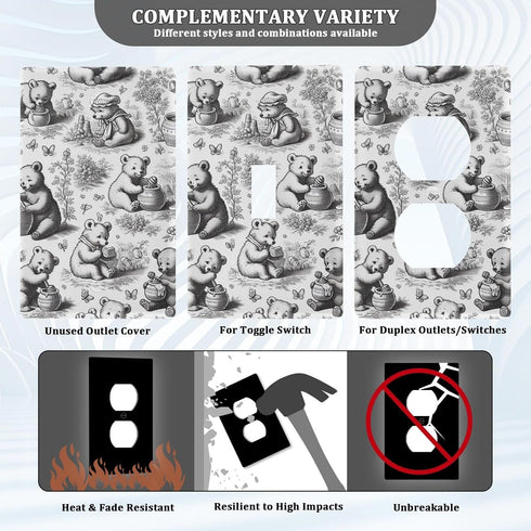 WELLDAY 1-Gang 4.50" 2.76", Toggle Light Switch Wall Plates, Bears Eating Honey Toggle Switch Wall Plate Cover