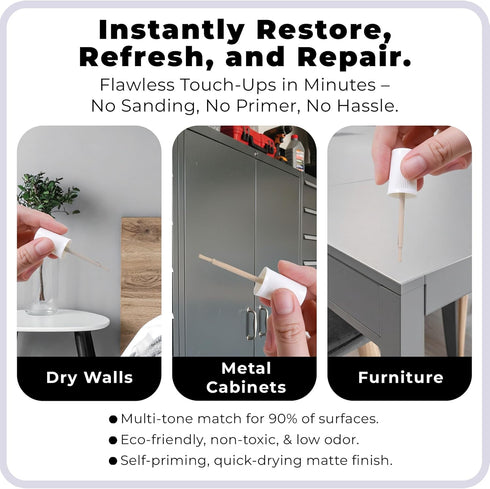 3 Pack spot. Touch-Up Paint | Matte Finish for Cabinets, Walls, Doors & Furniture | Multi-Tone Gray Repair Kit |