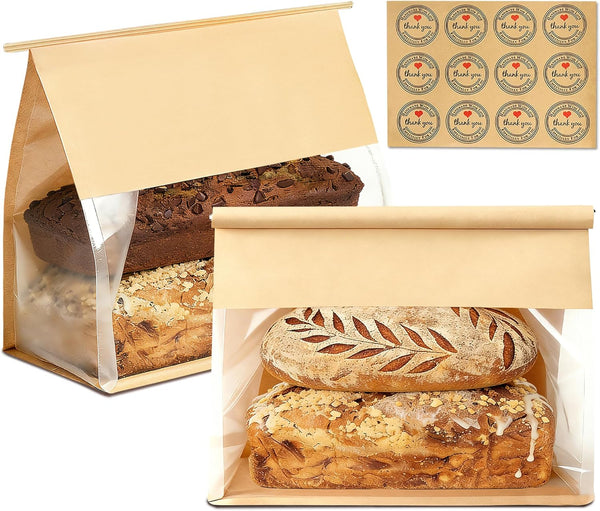 GOULIKFUL 100 Pack Large Paper Bread Bags for Homemade Bread Sourdough Sandwich, 10.5x10.6x6.1