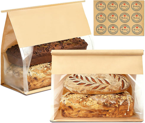 GOULIKFUL 50 Pack Large Paper Bread Bags for Homemade Bread Sourdough Sandwich, 10.5x10.6x6.1