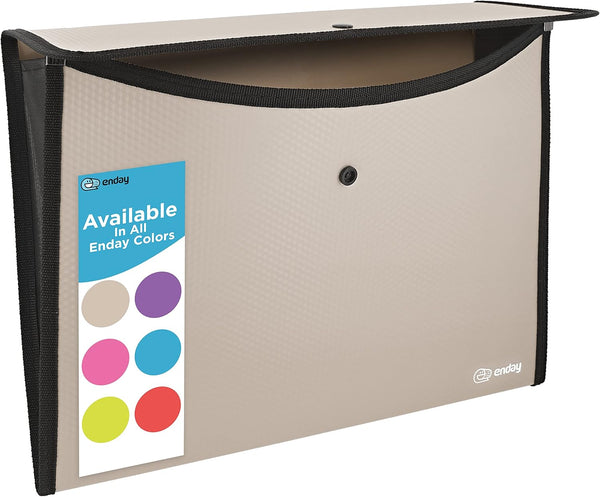 Enday Square Flap Document Holder, Grey - Expanding File Folder, A4 Size, Reusable Wallet File Pouch, 1 Pc