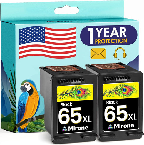 Mirone Remanufactured Ink Cartridges Replacement for HP Ink 65 65XL Black Color Combo Pack for HP Printers