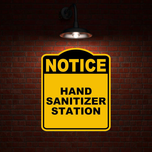 8.5 10 inches HAND SANITIZER STATION Notice Yellow Black Aluminum Composite Sign x