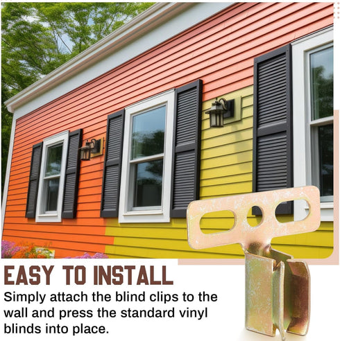 24 Hicarer Pcs Steel Shutter Clips for Vinyl Shutters Hidden Installation Vinyl Shutter Clip Windows Accessories