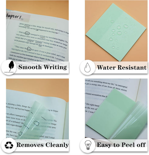 Translucent Sticky Notes 3"x3" - Cute Clear Transparent Page Flags for Planner Accessories and Office Supplies