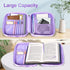 Waterproof Thick Bible Cover Case for Women, Large 11x9x3inch Purple Floral Cover with Strap Pockets