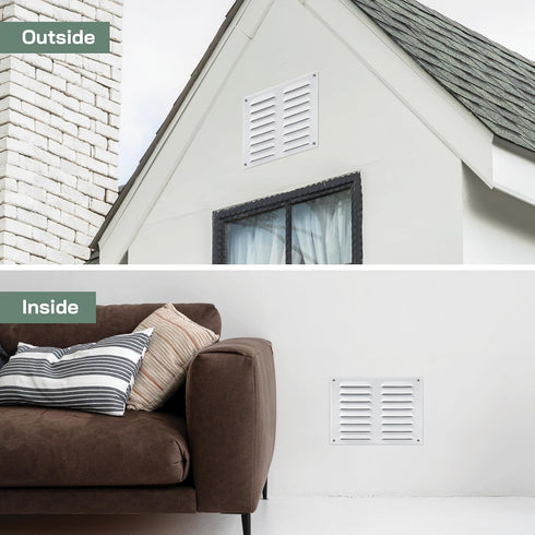 Vent Systems 10" x 7.5" Inch White Air Vent Cover, Metal Air Return Grill with Mesh