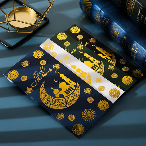 Outus Eid Money Envelopes for Cash, 6.7x3.2 Inch, Assorted Gold Foil Tip Envelopes for Ramadan Supplies (60 Pcs)