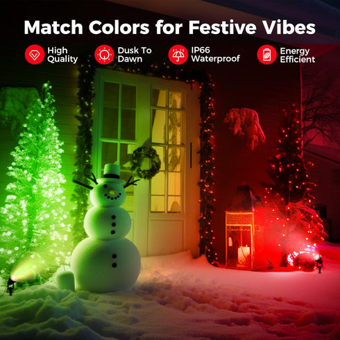 5W 120V 450LM IP66 2 Pack L LOHAS LED Red Spotlight Outdoor, Tree Spot Lights for Yard, Auto On/Off Landscape Lighting