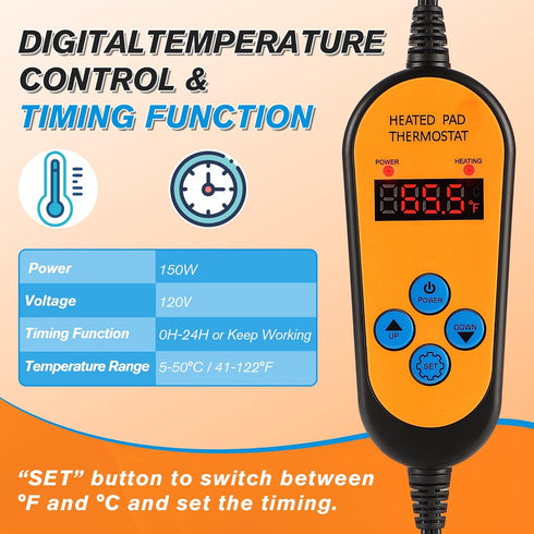 20LB (41-122F) Dreyoo RV Propane Tank Heater Blanket Thermostat Control and Timer Function, Waterproof & UV Resistant