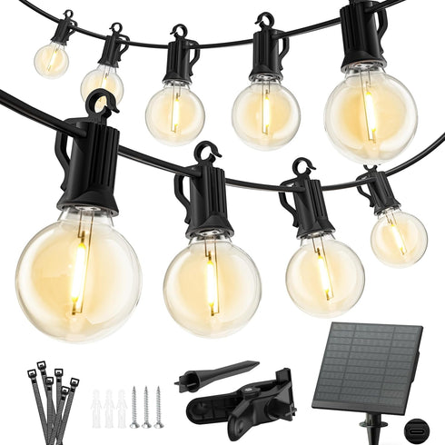 Minetom Solar Outdoor Lights - 38Ft 15 LED Waterproof Solar String Lights