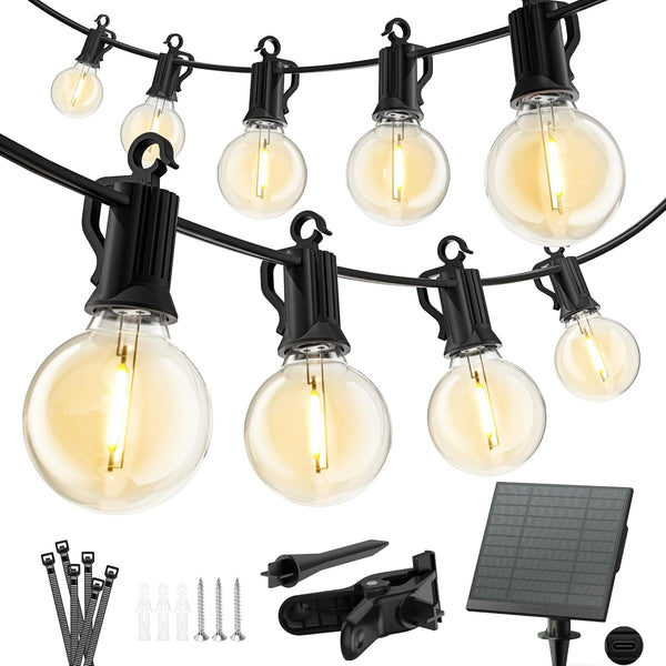Minetom Solar Outdoor Lights - 38Ft 15 LED Waterproof Solar String Lights