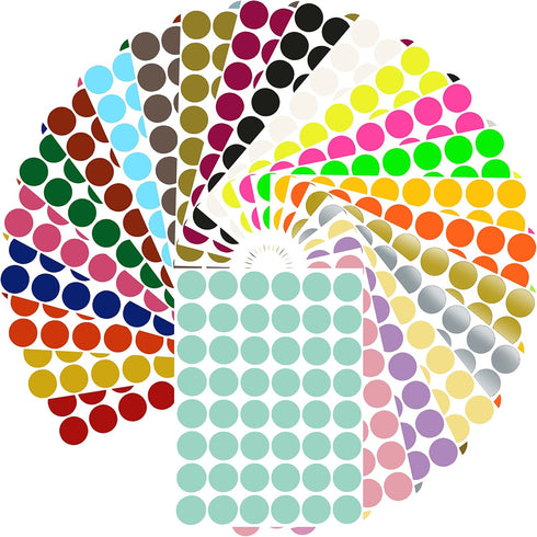Royal Green Color Coding Labels - 5/8 Diameter Round Label Stickers in 24 Colors, 1152 Pack
