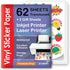 Translucent Semi-Clear Sticker Paper for Inkjet Printer & Laser Printer 62 Sheets