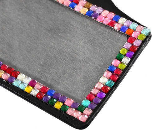 Purely Handmade Fashion Cute Rhinestone Badge Holder + Jeweled Horizontal Business Name ID Card Holder + Bling Crystal