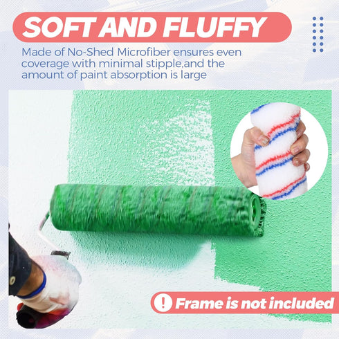 12 18 Inch 1/2'' 18'' Leumoi Pcs Nap Paint Roller Covers Refill Microfiber Roller Covers Without End Cap Large Sleeves