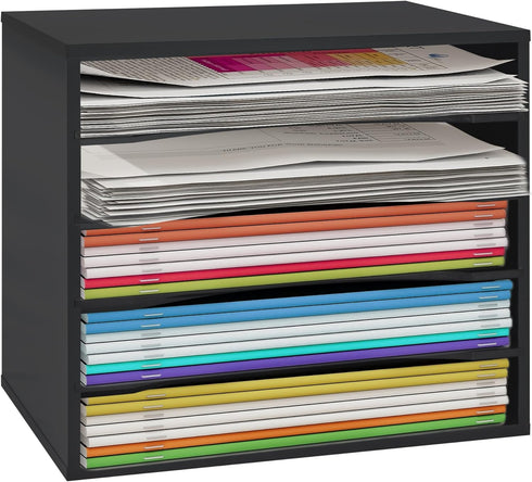 Desk Paper Organizer, Wood Storage Shelves for Office, Adjustable Letter Tray File Sorter for Home Office