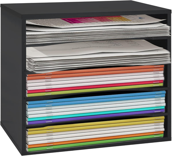 Desk Paper Organizer, Wood Storage Shelves for Office, Adjustable Letter Tray File Sorter for Home Office
