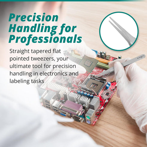 Excelta 2A-SA-PI Straight Tapered Flat Point Tweezers - 4.75 Inch, Anti-Magnetic Stainless Steel