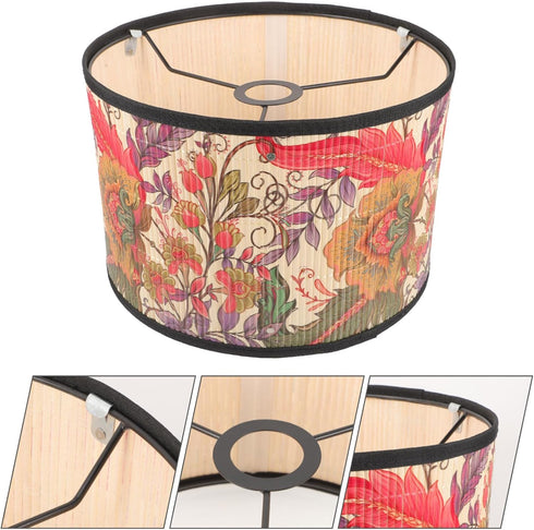 11.81 Inch Uonlytech Bamboo Woven Lampshade Printed Table Lamp Shade for Bedroom Dining Room Rustic Home Decor