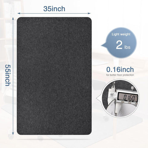 Placoot Office Chair Mat for Hardwood Floor, 55"x35" Large Anti-Slip Computer Chair Mat for Home Office