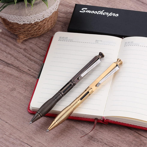 SMOOTHERPRO Solid Brass Wide Grip Click Push Retractable Gel Pen, Compatible with Pilot G2 Refill