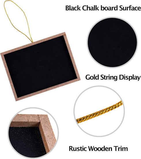 Super Z Outlet Mini 3" x 4" Wooden Frame Hanging Chalk Blackboard for Arts & Crafts, 12 Pack