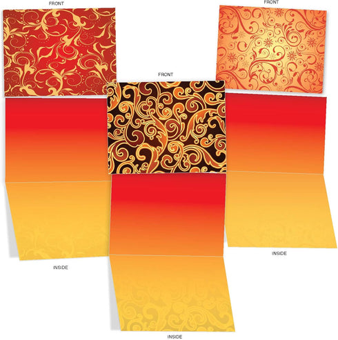 The Best Card Company 10 Colorful Blank Note Cards with Envelopes (4 x 5.12 Inch) - Assorted Boxed Set - Royal Fleurish